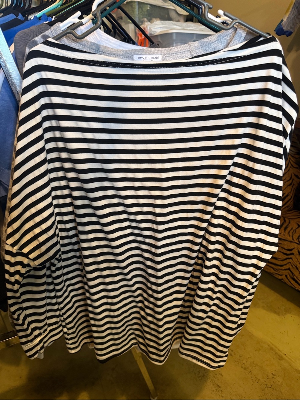 Classic Black & White off the shoulder Striped Long-Sleeve Top - Women